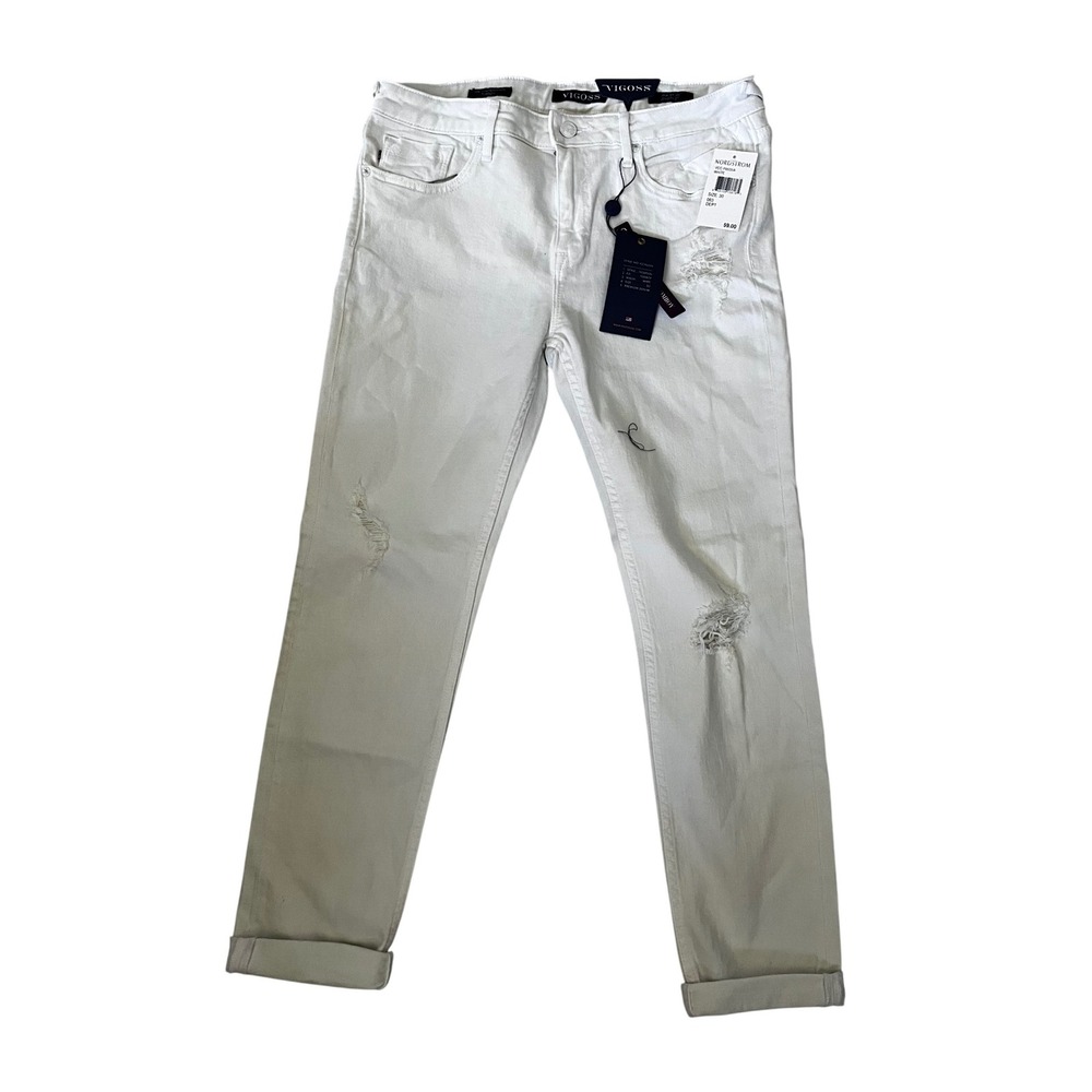 Vigoss White Thompson‎ Tomboy Jeans Cuffed Ankle Casual Denim